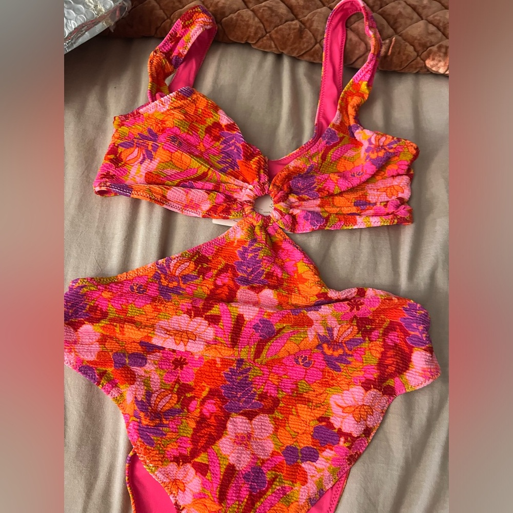 Show Me Your MuMu Floral One Piece Swimsuit - Pink and Orange